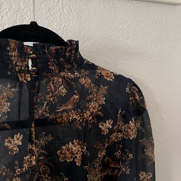 NWOT CAMI NYC The Willa Toile Print Silk High Neck Blouse - Picture 8 of 11